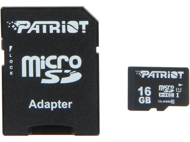 Patriot LX Pro Series 16GB microSDHC Flash Card Model PSF16GMCSHC10BK
