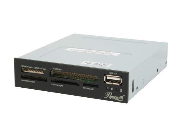 Rosewill RCR-IC002 - 74-in-1 Internal Card Reader with USB 2.0 Ports & Extra Silver Face Plate - Fits 3.5" Drive Bay