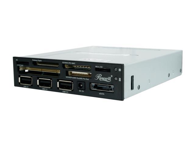 Rosewill RCR-AK-IM5002 USB2.0 75 in 1 internal Card Reader w/ 3 ports USB2.0 Hub / eSATA port / Extra silver face plate / SATA Power
