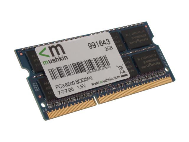 Mushkin Enhanced 2GB 204-Pin DDR3 SO-DIMM DDR3 1066 (PC3 8500) Laptop Memory Model 991643