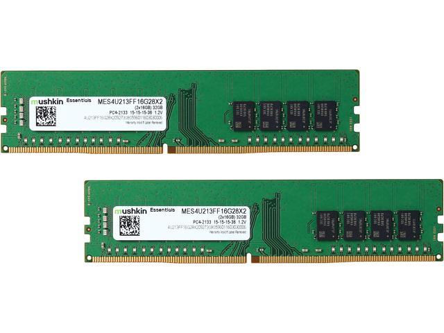 Mushkin Enhanced Essentials 32GB (2 x 16GB) DDR4 2133 (PC4 17000) Desktop Memory Model MES4U213FF16G28X2