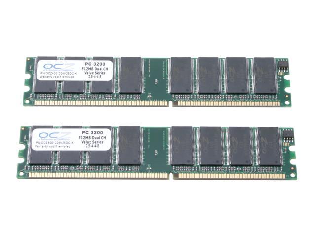 OCZ Value Series 1GB (2 x 512MB) DDR 400 (PC 3200) Dual Channel Kit Desktop Memory Model OCZ4001024V25DC-K