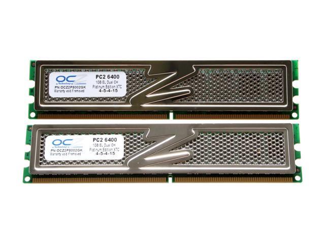 OCZ Platinum 2GB (2 x 1GB) DDR2 800 (PC2 6400) Dual Channel Kit Desktop Memory Model OCZ2P8002GK