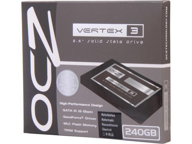 Manufacturer Recertified OCZ Vertex 3 VTX3-25SAT3-240G 2.5" 240GB SATA III MLC Internal Solid State Drive (SSD) Manufactured Recertified