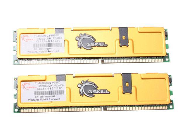 G.SKILL 1GB (2 x 512MB) DDR 550 (PC 4400) Dual Channel Kit Desktop Memory Model F1-4400DSU2-1GBFC