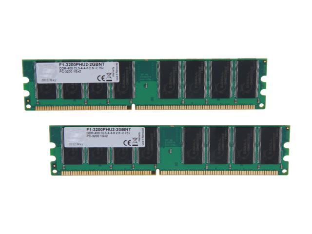 G.SKILL Value 2GB (2 x 1GB) DDR 400 (PC 3200) Desktop Memory Model F1-3200PHU2-2GBNT