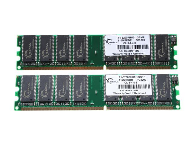 G.SKILL 1GB (2 x 512MB) DDR 400 (PC 3200) Dual Channel Kit System Memory Model F1-3200PHU2-1GBNR