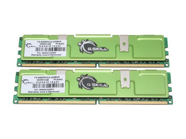 G.SKILL 2GB (2 x 1GB) DDR2 800 (PC2 6400) Dual Channel Kit Desktop Memory Model F2-6400PHU2-2GBNR