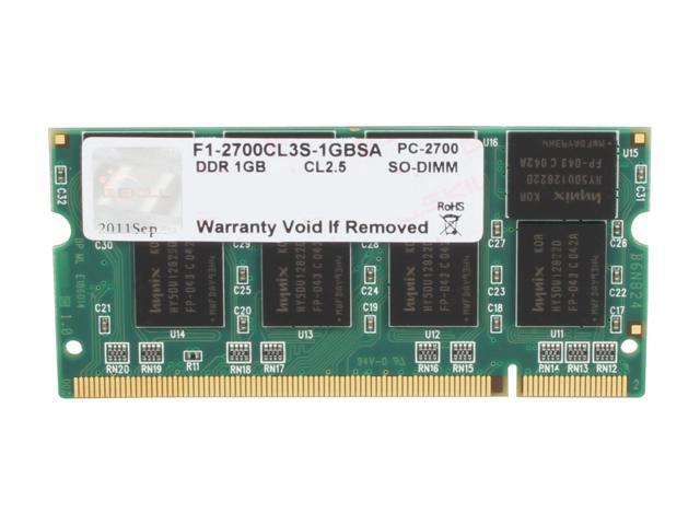 G.SKILL 1GB 200-Pin DDR SO-DIMM DDR 333 (PC 2700) Laptop Memory Model F1-2700CL3S-1GBSA