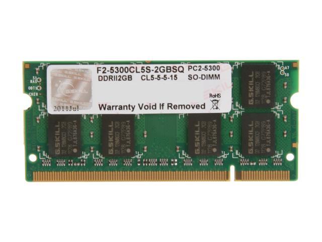 G.SKILL 2GB 200-Pin DDR2 SO-DIMM DDR2 667 (PC2 5300) Laptop Memory Model F2-5300CL5S-2GBSQ