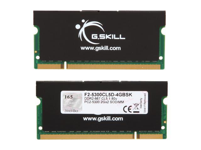 G.SKILL 4GB (2 X 2GB) 200-Pin DDR2 SO-DIMM DDR2 667 (PC2 5300) Dual ...