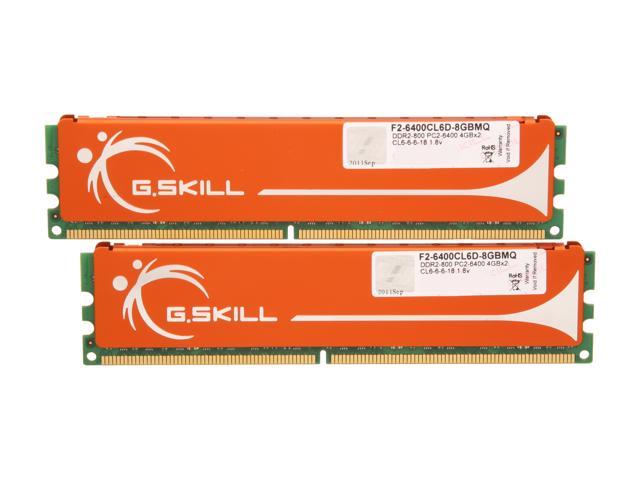 G.SKILL 8GB (2 x 4GB) DDR2 800 (PC2 6400) Dual Channel Kit Desktop Memory Model F2-6400CL6D-8GBMQ