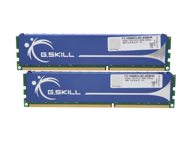 G.SKILL 4GB (2 x 2GB) DDR3 1333 (PC3 10666) Dual Channel Kit Desktop Memory Model F3-10666CL8D-4GBHK