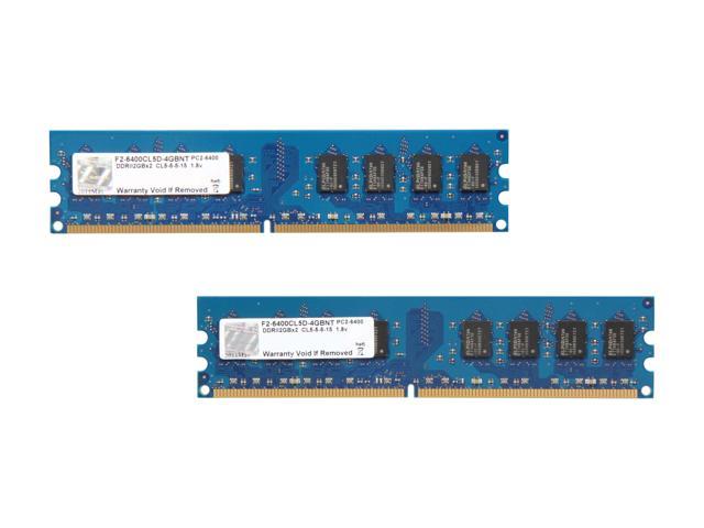G.SKILL 4GB (2 x 2GB) DDR2 800 (PC2 6400) Dual Channel Kit Desktop Memory Model F2-6400CL5D-4GBNT