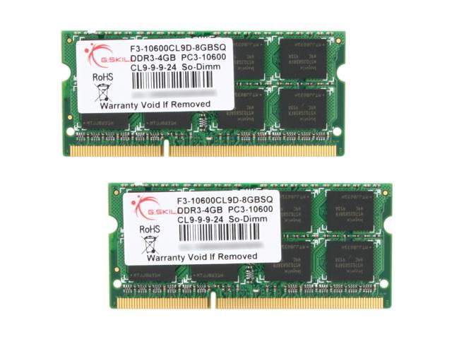 G Skill 8gb 2 X 4gb 4 Pin Ddr3 So Dimm Ddr3 1333 Pc3 Laptop Memory Model F3 cl9d 8gbsq Newegg Com