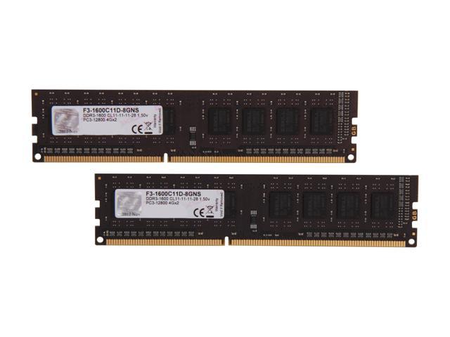 G.SKILL NS Series 8GB (2 x 4GB) DDR3 1600 (PC3 12800) Desktop Memory Model F3-1600C11D-8GNS