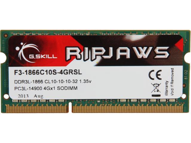 G.SKILL Ripjaws Series 4GB 204-Pin DDR3 SO-DIMM DDR3 1866 (PC3 14900) Laptop Memory Model F3-1866C10S-4GRSL