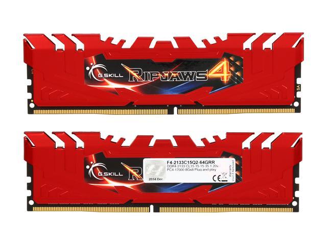 G.SKILL Ripjaws 4 Series 64GB (8 x 8GB) 288-Pin DDR4 SDRAM DDR4 2133 (PC4  17000) Memory Kit Model F4-2133C15Q2-64GRR