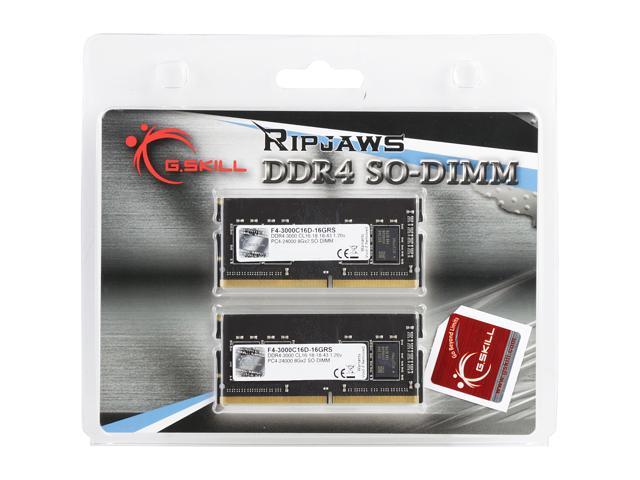 G.SKILL Ripjaws Series 16GB (2 x 8GB) 260-Pin DDR4 SO-DIMM DDR4 3000 (PC4  24000) Laptop Memory Model F4-3000C16D-16GRS