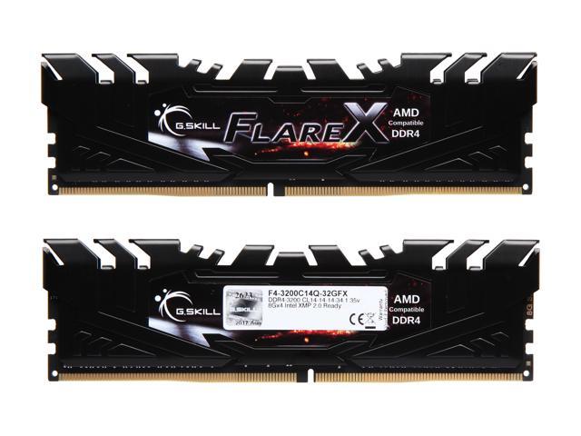 G.SKILL Flare X Series 32GB (4 x 8GB) DDR4 3200 (PC4 25600) Desktop Memory  Model F4-3200C14Q-32GFX