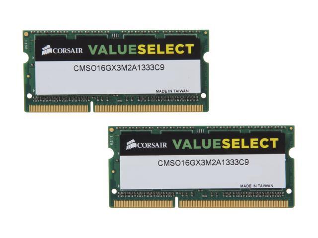 Parametre Inspektør Mappe CORSAIR ValueSelect 16GB (2 x 8GB) 204-Pin DDR3 SO-DIMM DDR3 1333 (PC3  10600) Laptop Memory Model CMSO16GX3M2A1333C9 Laptop Memory - Newegg.com