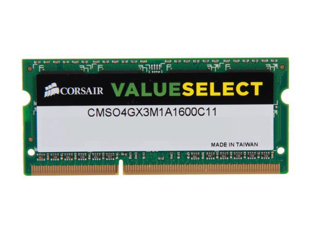 CORSAIR ValueSelect 4GB 204-Pin DDR3 SO-DIMM DDR3 1600 (PC3 12800) Laptop Memory Model CMSO4GX3M1A1600C11