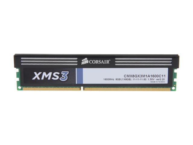 CORSAIR XMS3 8GB DDR3 1600 (PC3 12800) Desktop Memory Model CMX8GX3M1A1600C11