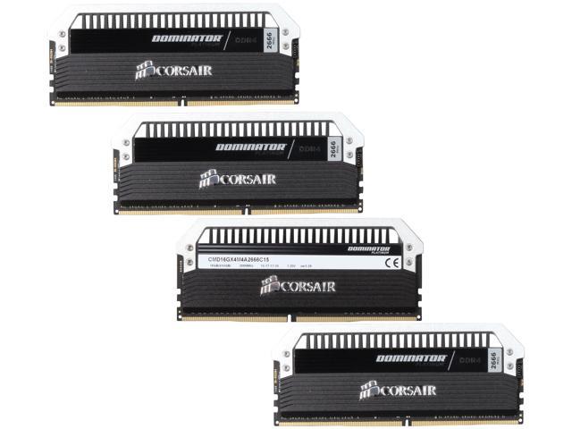 CORSAIR DOMINATOR Platinum 16GB (4 x 4GB) DDR4 2666 (PC4 21300) Desktop Memory Model CMD16GX4M4A2666C15