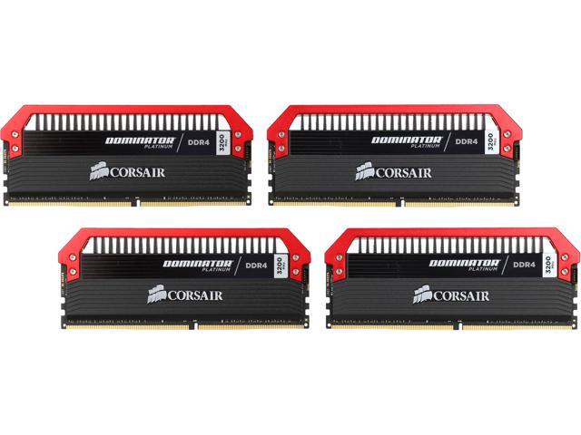 CORSAIR Dominator Platinum 16GB (4 x 4GB) DDR4 3200 (PC4 25600) Memory Kit Model CMD16GX4M4B3200C16R