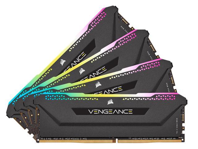 CORSAIR Vengeance RGB Pro SL 32GB (4 x 8GB) 288-Pin PC RAM DDR4 3200 (PC4 25600) Desktop Memory Model CMH32GX4M4E3200C16