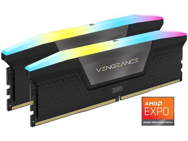 CORSAIR Vengeance RGB 64GB (2 x 32GB) 288-Pin PC RAM DDR5 6000 (PC5 48000) XMP 3.0 AMD EXPO Desktop Memory Model CMH64GX5M2B6000Z40