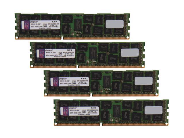 Kingston 64GB (4 x 16GB) ECC Registered DDR3 1333 Server Memory DR x4 1.35V Model KVR13LR9D4K4/64