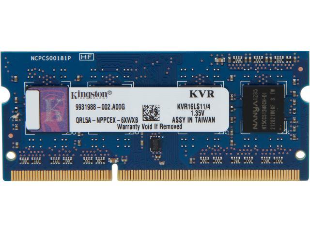 Kingston 4GB 204-Pin DDR3 SO-DIMM DDR3L 1600 (PC3L 12800) Laptop Memory  Model KVR16LS11/4