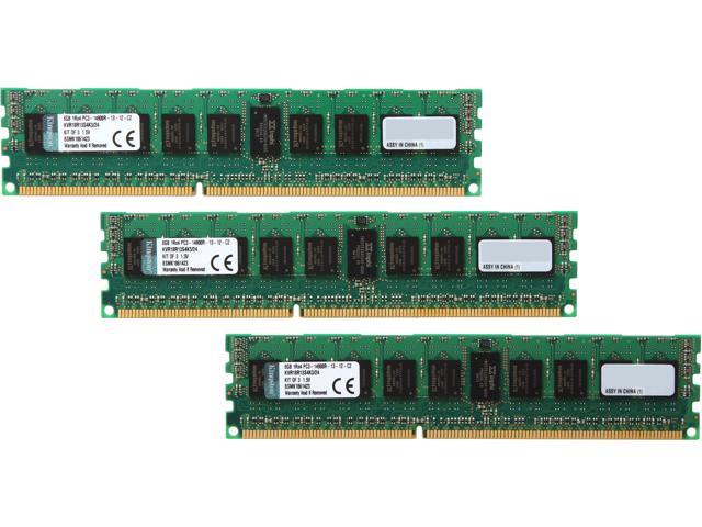 Kingston 24GB (3 x 8GB) ECC Registered DDR3 1866 Server Memory Model KVR18R13S4K3/24