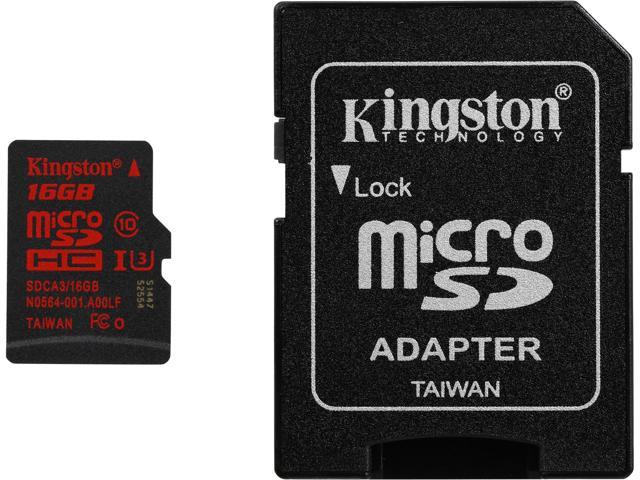 Kingston 16GB microSDHC 90R/80W Flash Card Model SDCA3/16GB