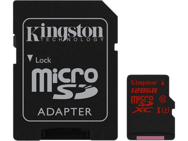 Kingston 128GB MicroSDXC UHS-I/U3 Class 10 Memory Card with Adapter, Speed Up to 90 MB/s (SDCA3/128GB)