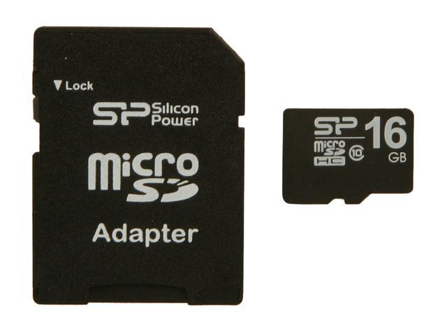 Silicon Power 16GB microSDHC Flash Card Model SP016GBSTH010V10-SP