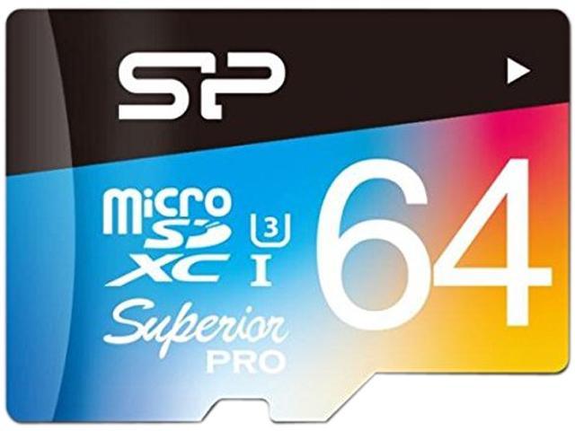 Silicon Power 64GB Superior Pro microSDXC UHS-I/U3 Class 10 Memory Card with Adapter, Speed Up to 90 MB/s (SP064GBSTXDU3V20SP)