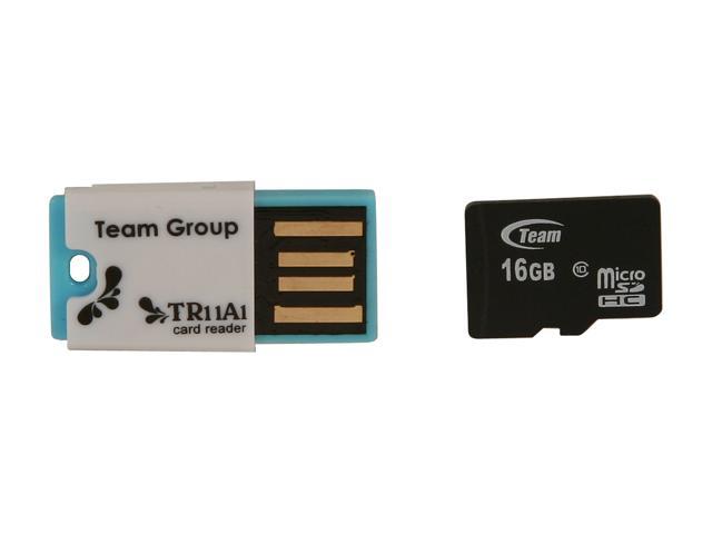 Team 16GB microSDHC Flash Card w/ USB2.0 Micro SD Card Reader TR11A1 Model TG016G0MC28C