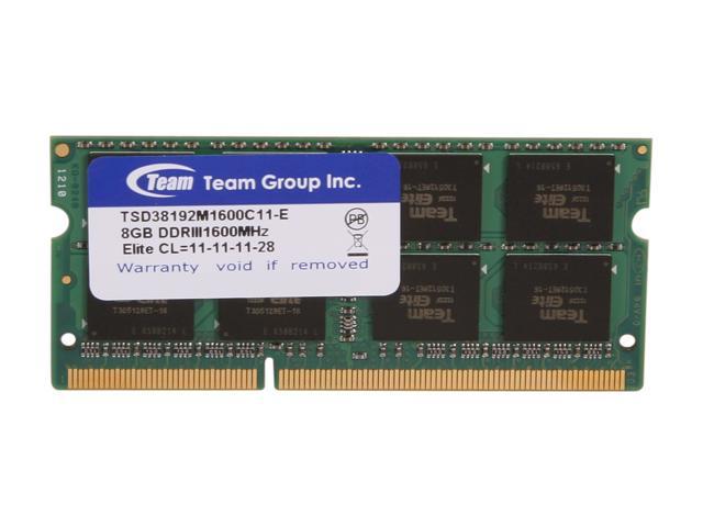 Team 8GB 204-Pin DDR3 SO-DIMM DDR3 1600 Laptop Memory Model TSD38192M1600C11-E
