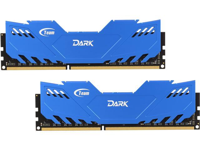 Team Dark Series 8GB (2 x 4GB) DDR3 1600 (PC3 12800) Desktop Memory (Blue Heat Spreader) Model TDBD38G1600HC9DC01