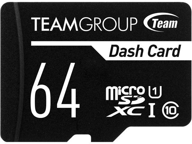 Team 64GB Dash Card  microSDXC UHS-I/U1 Class 10 Memory Card with Adapter, Speed Up to 80MB/s (TDUSDX64GUHS03)