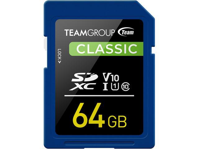 Team Group 64GB Classic SD Card U1 V10 C10 Card Read/Write Speed Up to 80/15MB/s (TSDXC64GIV1001)