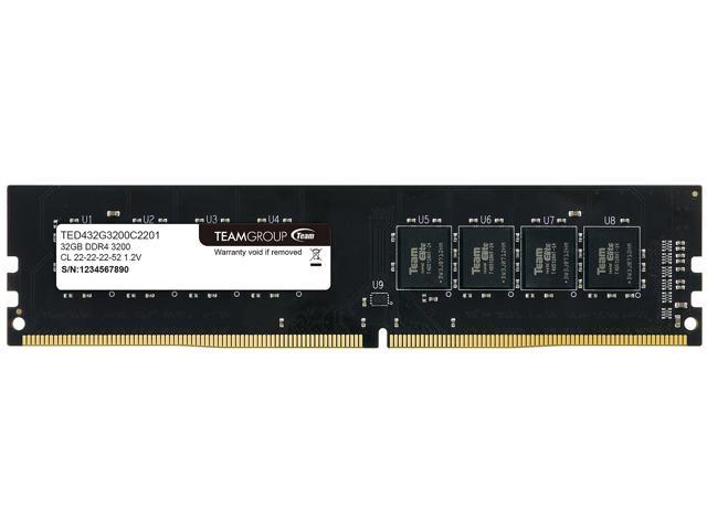 Team Elite 32GB 288-Pin PC RAM DDR4 3200 (PC4 25600) Desktop Memory Model TED432G3200C2201