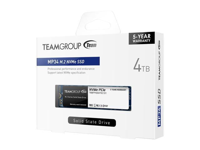 Team Group MP34 M.2 2280 4TB PCIe 3.0 x4 with NVMe 1.3 3D NAND Internal  Solid State Drive (SSD) TM8FP4004T0C101