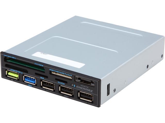 Enermax ECR301 internal card reader w/ Super Charge USB Port (2.4v), USB 3.0 x1. 5-in-1 card readers: CF I/II/MD, Micro SD, SD/SDHC/SDXC/MMC/RSMMC, MS/MS PRO/MS PRO DUO, M2(MS MICRO)