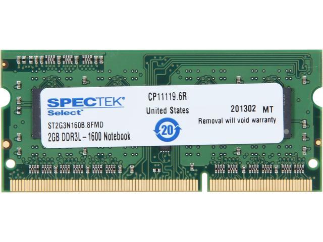 SPECTEK by Micron Technology 2GB 204-Pin DDR3 SO-DIMM DDR3 1600 (PC3 12800) Laptop Memory Model ST2G3N160B