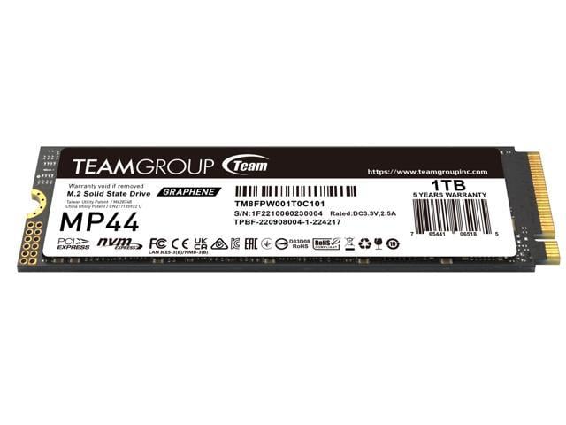 Team Group MP44 M.2 2280 1TB PCIe 4.0 x4 with NVMe 3D NAND Internal Solid  State Drive (SSD) TM8FPW001T0C101