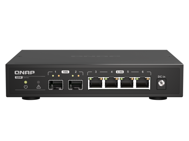 QNAP Desktop QSW-2104-2S-US, Unmanaged Switch, 4 port 2.5Gbps auto negotiation (2.5G/1G/100M), 2 10GbE SFP+ port
