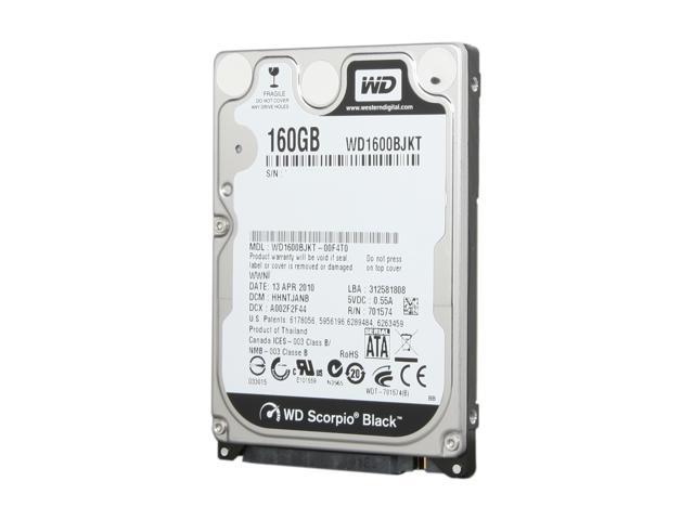 Western Digital Scorpio Black WD1600BJKT 160GB 7200 RPM 16MB Cache SATA 3.0Gb/s 2.5" Internal Notebook Hard Drive Bare Drive